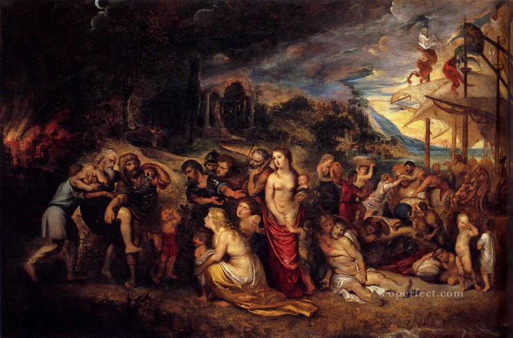 Aeneas And His Family Departing From Troy Baroque Peter Paul Rubens Oil Paintings